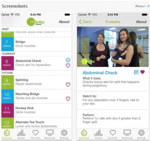 screenshot of mom and baby exercise app.